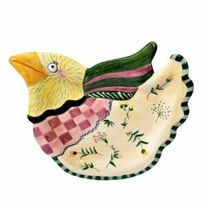 Fitz and Floyd Essentials Gypsy Chicks Canapé Plate Dish Chicken Appetizer ©2001